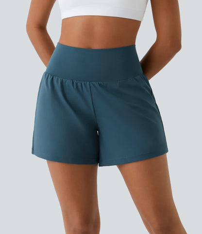 Hilara | 2-in-1 hoge taille yogashort met achterzak en zijzak