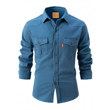 Heren denim overhemd