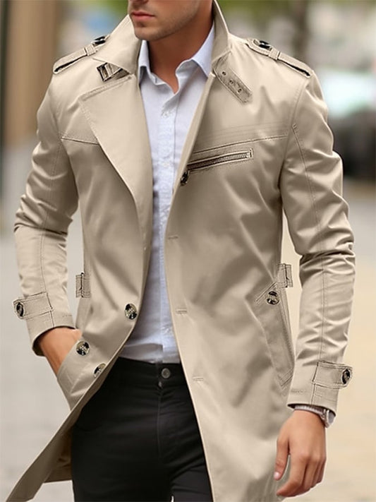 Heren katoenen business slim fit button down casual trenchcoat