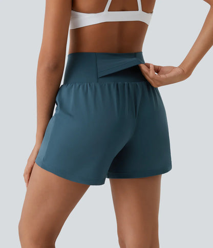 Hilara | 2-in-1 hoge taille yogashort met achterzak en zijzak