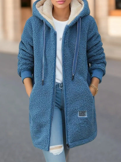 Fleece sherpa hoodie met rits