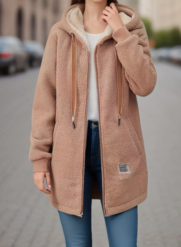 Fleece sherpa hoodie met rits