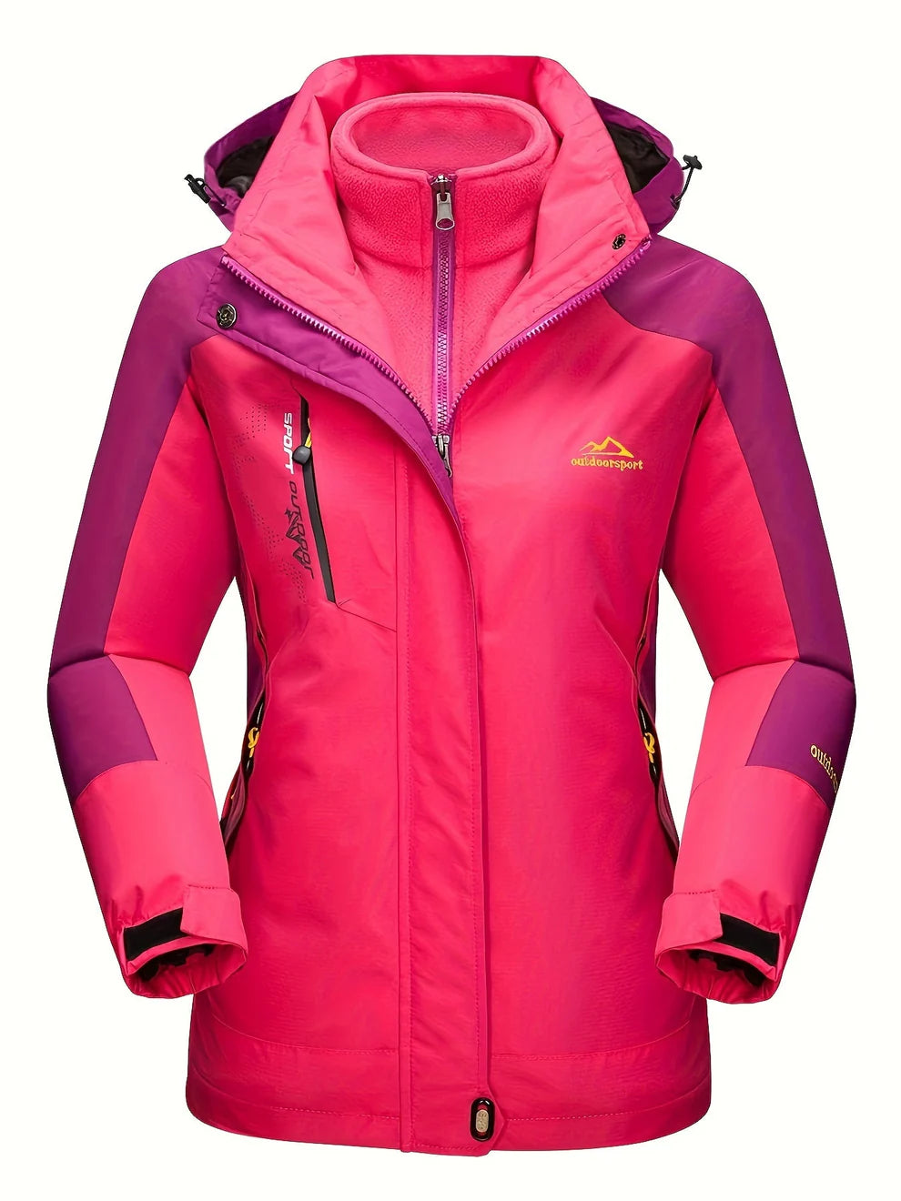 3-in-1 waterdichte winterjas, fleecevoering, tweedelig pak, capuchon ski- en wandeljack