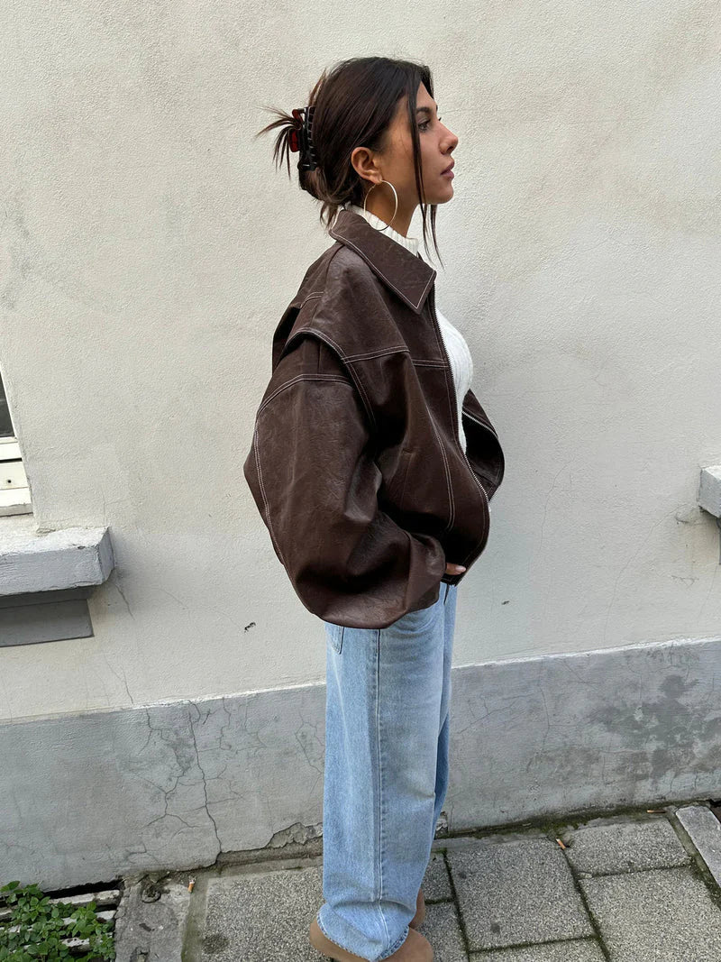 Oversized jas met contrast