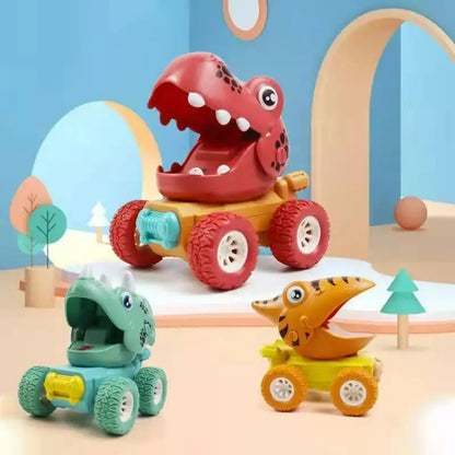 DINO MONSTER TRUCK - PUSH & GO DINOSAURUS RACE - DINO AUTO'S